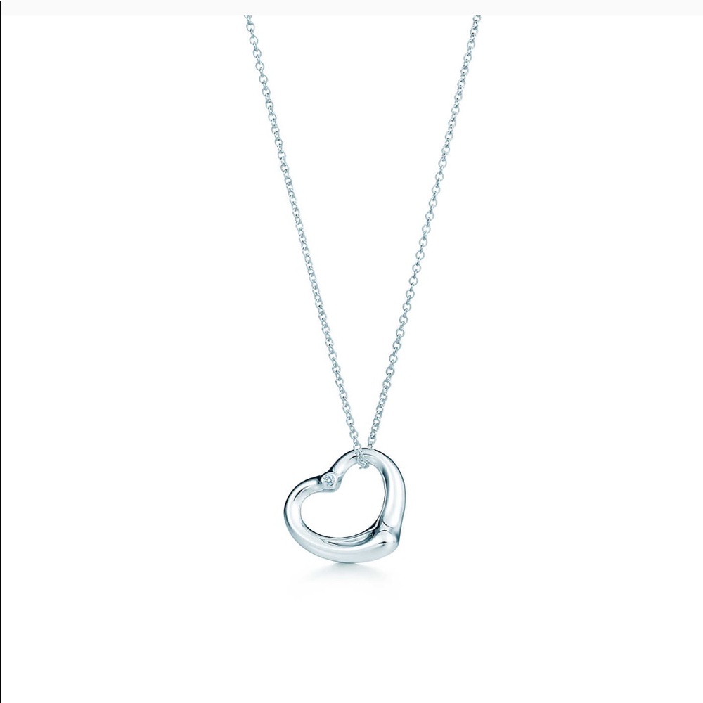 Tiffany Open Heart Pendant w Diamond